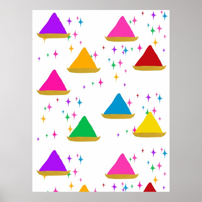 Póster Diseño de colores en el Festival Hindú de Holi Fel (Frente)