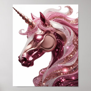 Póster Diseño de comillas UNICORNIO plateado elegante