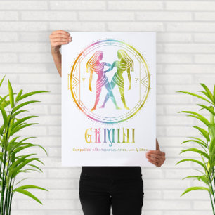 Póster Diseño de compatibilidad con Gemini Zodiac