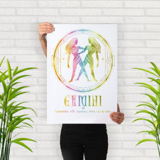 Póster Diseño de compatibilidad con Gemini Zodiac