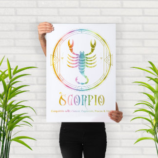 Póster Diseño de compatibilidad con zodiac Scorpio