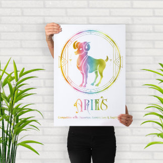 Póster Diseño de compatibilidad de auras de zodiac