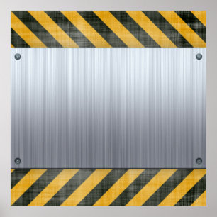 Póster Diseño de construcción de peligro Metalizado cepil