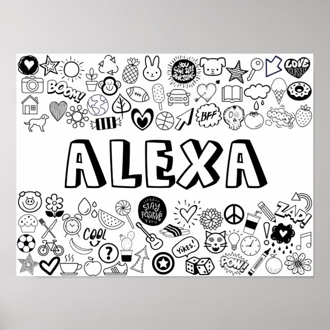 Póster Diseño de contorno en color 'ALEXA' (Frente)