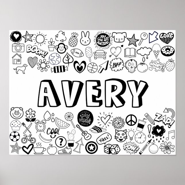 Póster Diseño de contorno en color 'AVERY' (Frente)