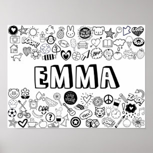 Póster Diseño de contorno en color "EMMA"
