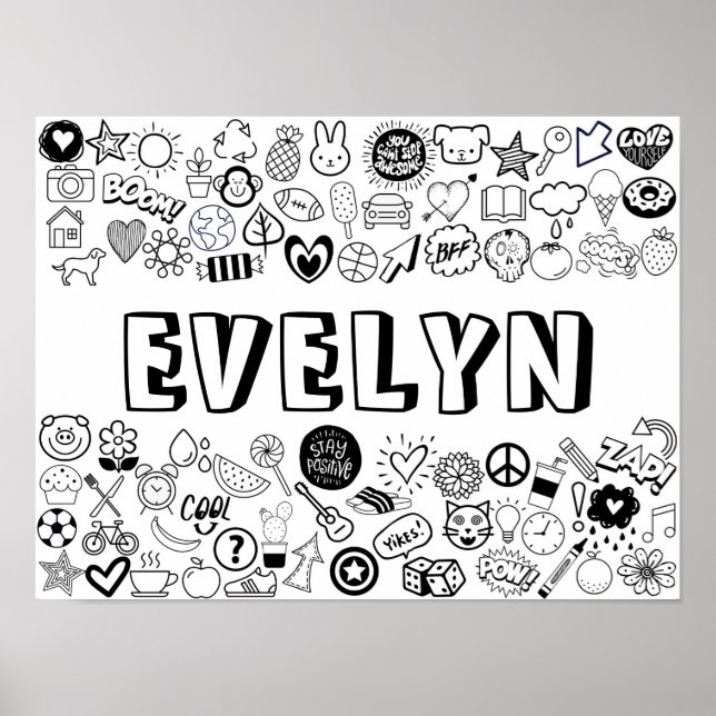 Póster Diseño de contorno en color 'EVELYN' (Frente)
