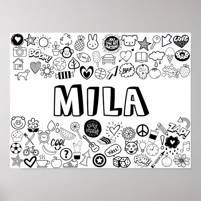 Póster Diseño de contorno en color 'MILA' (Frente)