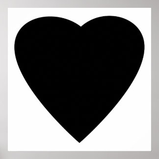 Póster Diseño de corazón de amor blanco y negro.