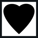 Póster Diseño de corazón de amor blanco y negro.<br><div class="desc">Un corazón negro sobre un fondo blanco.</div>