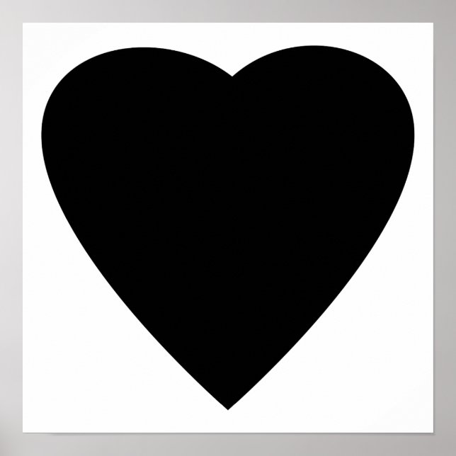 Póster Diseño de corazón de amor blanco y negro. (Frente)