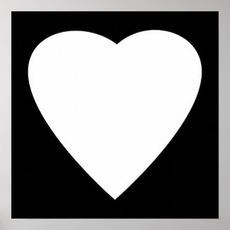 Póster Diseño de corazón de amor blanco y negro.