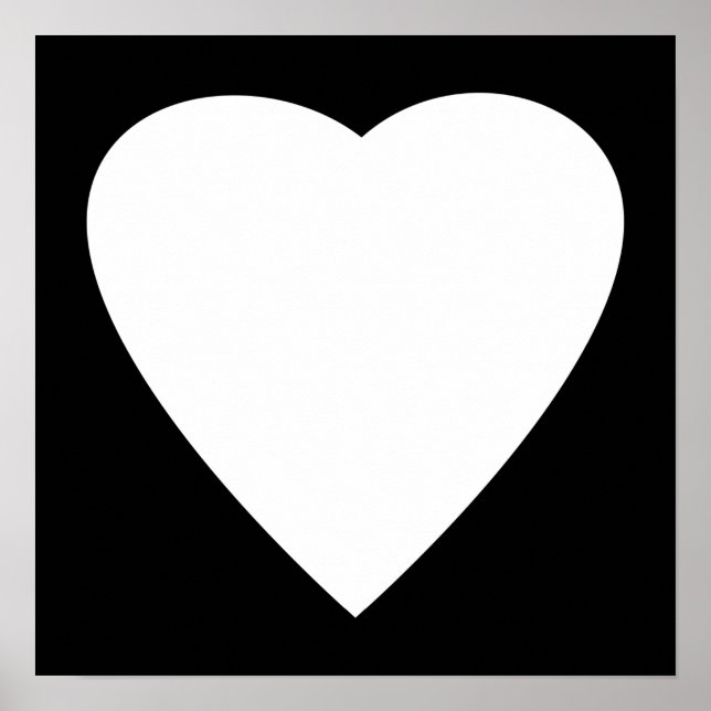 Póster Diseño de corazón de amor blanco y negro. (Frente)