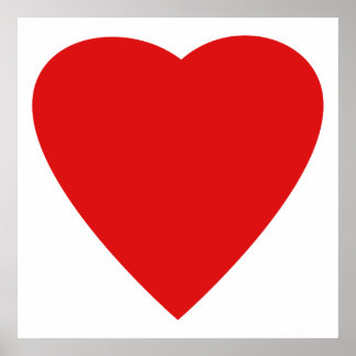 Póster Diseño de corazón de amor rojo y blanco.