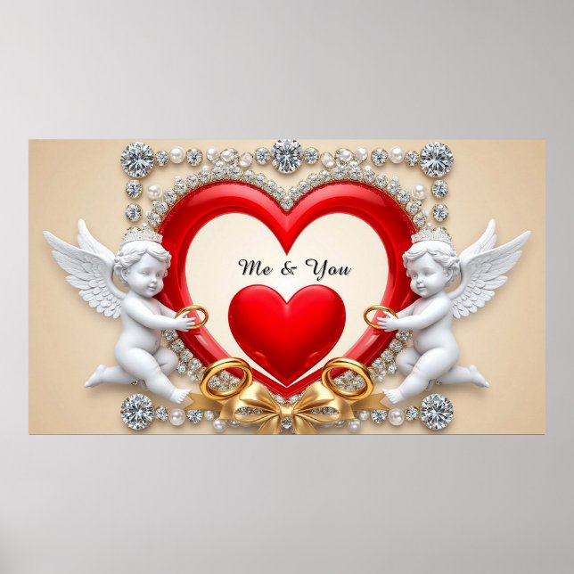 Póster Diseño de Corazón Romántico (Frente)