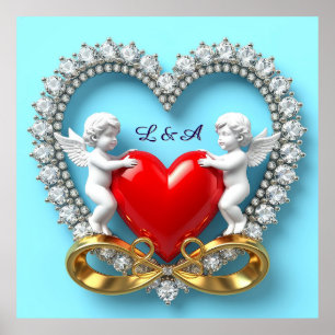 Póster Diseño de Corazón Romántico