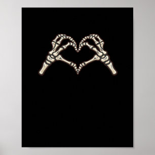 Póster Diseño de Corazones de Mano de Esqueleto