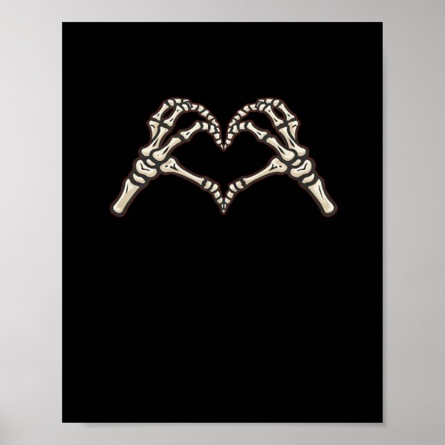 Póster Diseño de Corazones de Mano de Esqueleto (Frente)