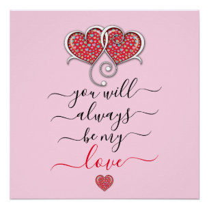 Póster Diseño de Corazones Entrelazados Elegantes de San 
