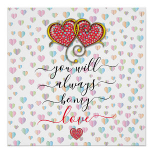 Póster Diseño de Corazones Entrelazados Elegantes de San 
