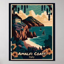 Póster Diseño de cosecha de la costa de Amalfi