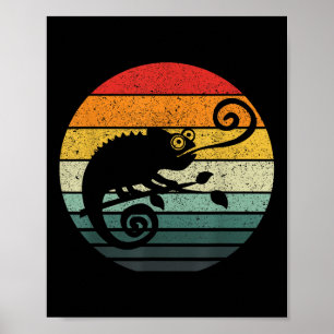 Póster Diseño de cosecha de luz Chameleon Retro Sunset