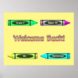 Póster Diseño de crayón personalizado de bienvenida al co
