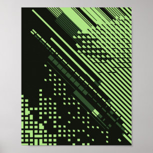 Póster Diseño de Cuadrícula con Líneas Diagonales y Cuadr