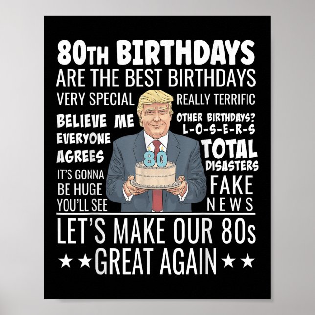 Póster Diseño de cumpleaños 80 - Funny cita de Trump Cump (Frente)