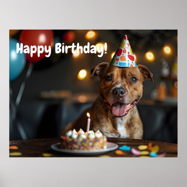 Póster Diseño de cumpleaños de Cute Staffordshire bull te (Frente)