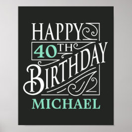 Póster Diseño de cumpleaños feliz, estilo vintage decorat