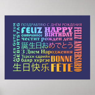 Póster Diseño de cumpleaños feliz internacional