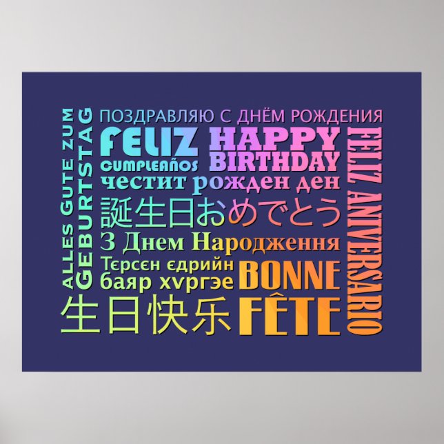 Póster Diseño de cumpleaños feliz internacional (Frente)