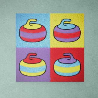 Póster Diseño de Curling de Pop Art