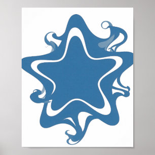 Póster Diseño de declaración azul Snappy Blue BLUE STAR