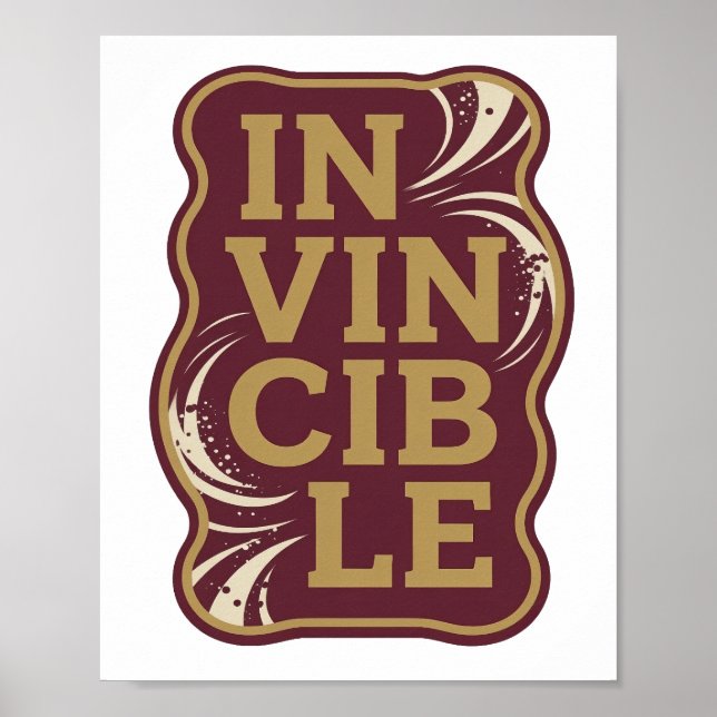 Póster Diseño de Declaración Dorado Icónico INVENCIBLE (Frente)