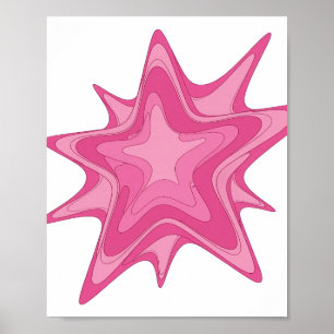 Póster Diseño de Declaración Estrella Rosa Icónica