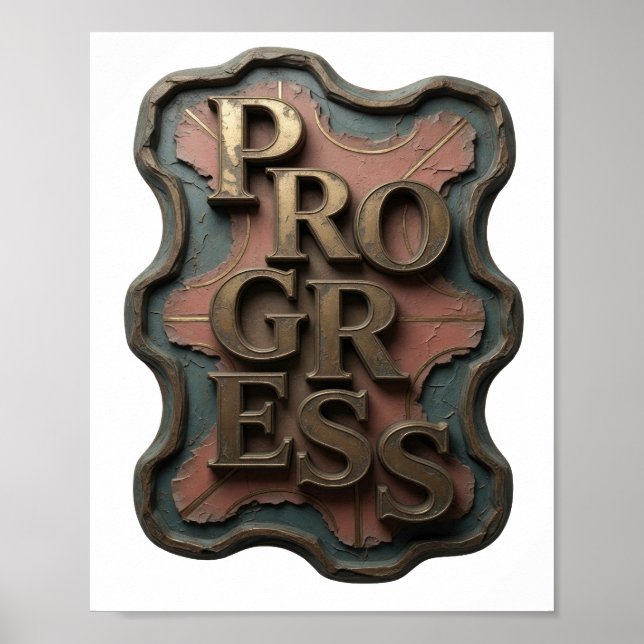 Póster Diseño de declaración PROGRESO de oro limpio (Frente)