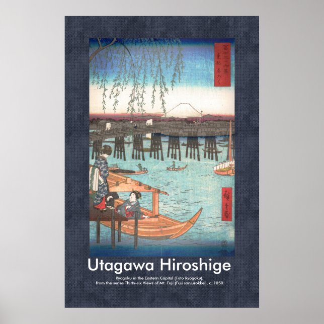 Póster Diseño de desplazamiento Hiroshige Ryogoku Woodblo (Frente)