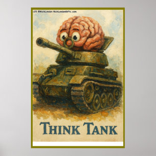 Póster Diseño de Dibujos Animados del Tanque de Pensamien