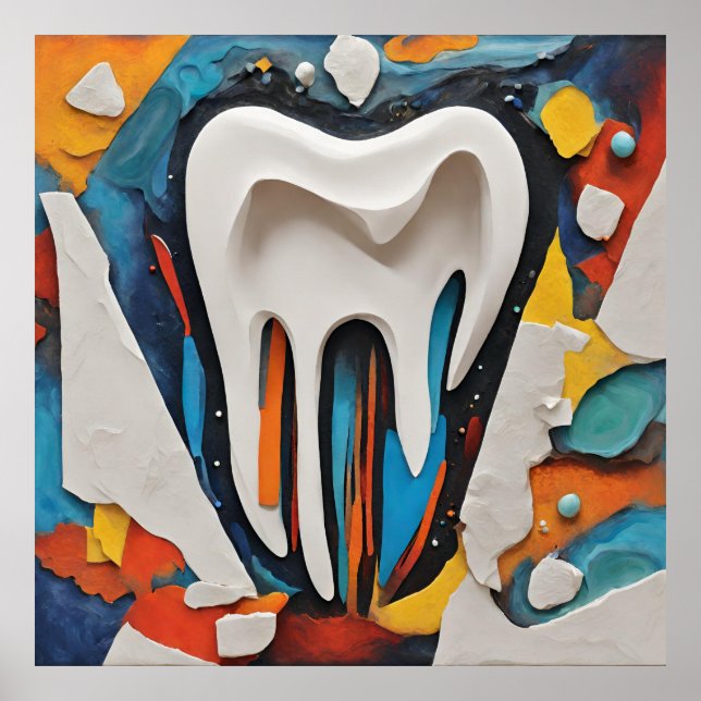 Póster Diseño de dientes multicolor (Frente)