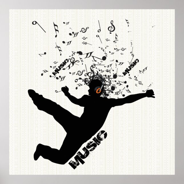 Póster Diseño de diseño de diseño de música de silueta ne (Frente)