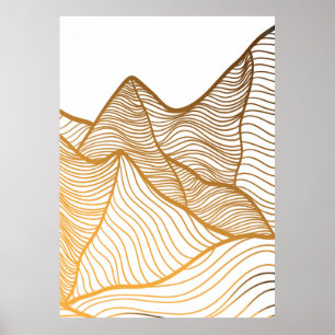 Póster diseño de diseño de montaña en estilo oriental