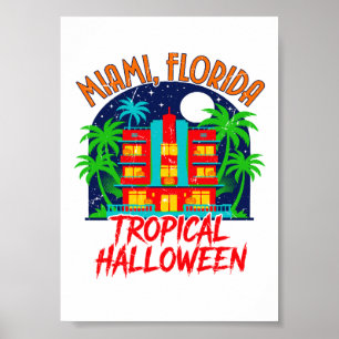 Póster Diseño de disfraz tropical de Halloween de Miami F