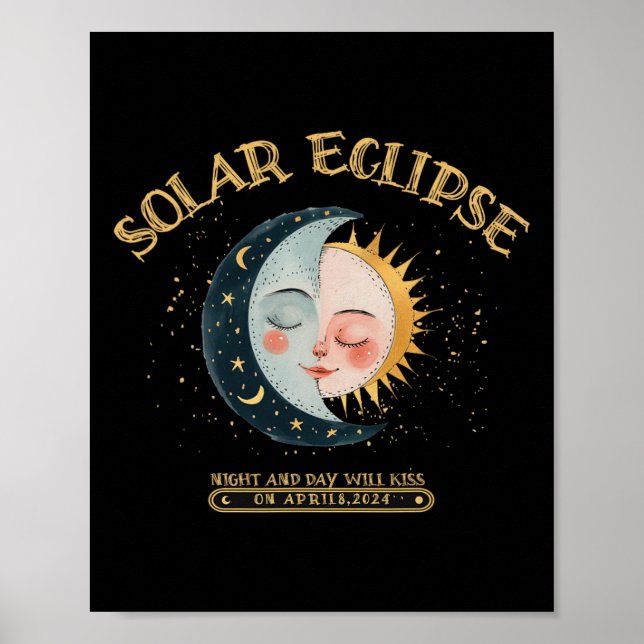 Póster Diseño de eclipse solar 4.08.24 Eclipse solar tota (Frente)