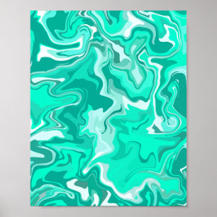 Póster Diseño de Efecto de Mármol Verde Abstracto