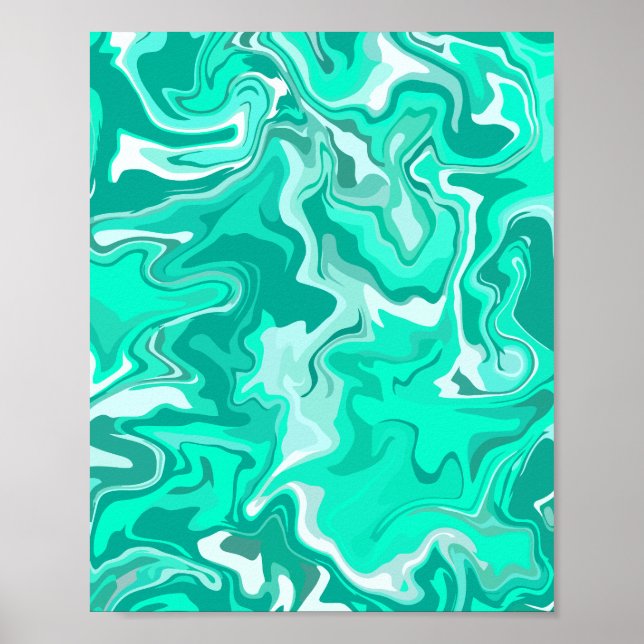 Póster Diseño de Efecto de Mármol Verde Abstracto (Frente)