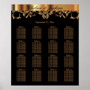 Póster Diseño de elementos negro y dorado - 16 asientos