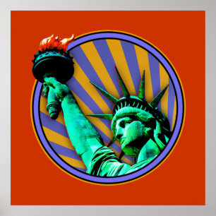 Póster Diseño de emblema de la Estatua de la Libertad