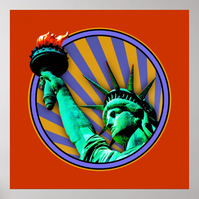 Póster Diseño de emblema de la Estatua de la Libertad (Frente)